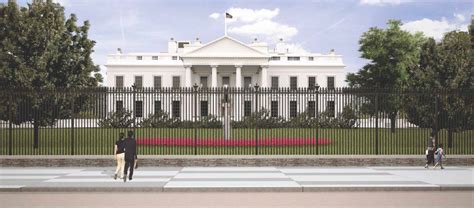 metal scaffolding being put up around the white house|Fence around White House before Election Day leave visitors .